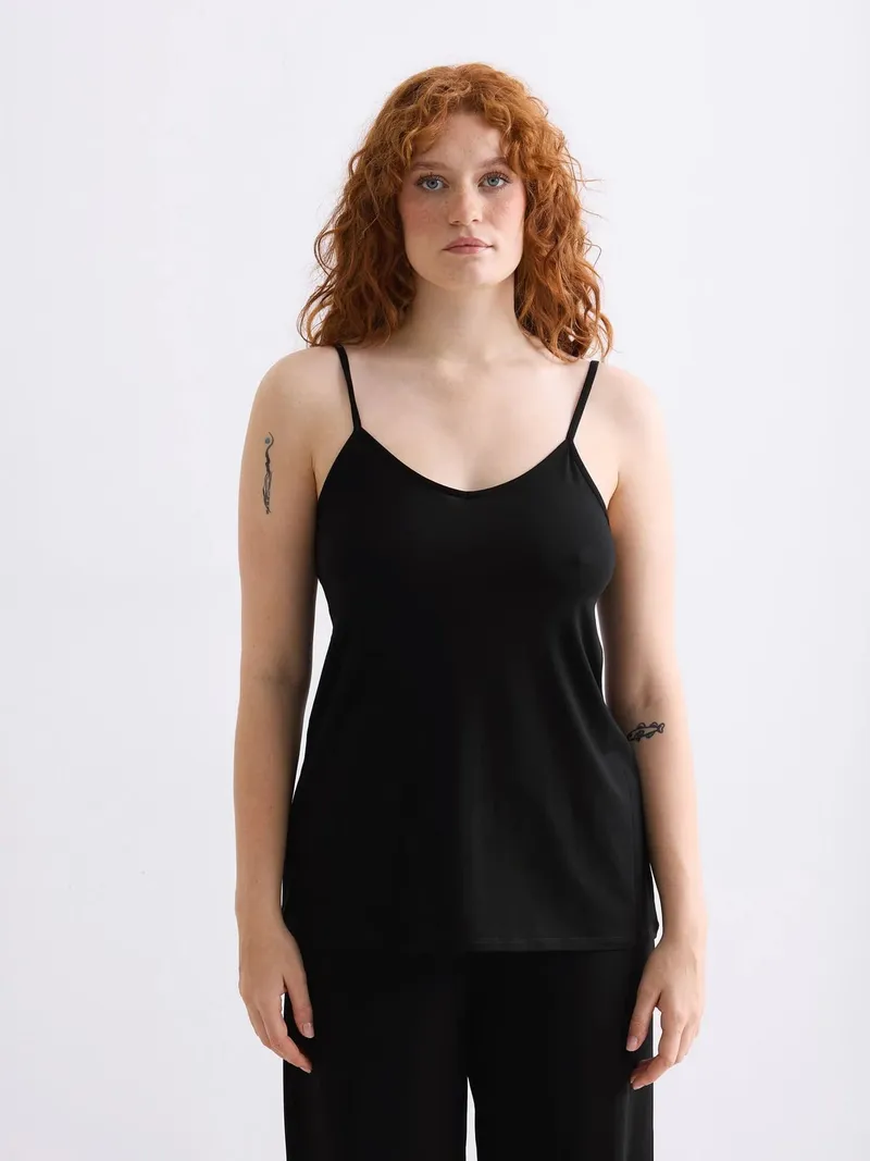 erlich textil erlich textil Light Touch Camisole Top aus weichem Modal, made in Europe, Schwarz, – Produktbild 1 von 6