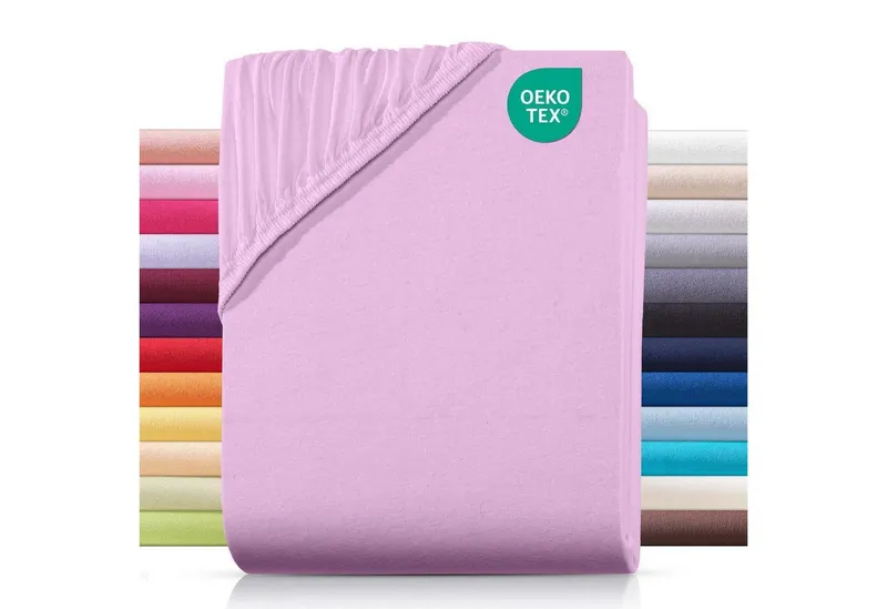 Carpe Sonno Spannbettlaken Jersey 90x200 100x200 120x200 140x200 160x200 180x200 200x200 70x140, Jersey, Gummizug: rundum, (1 Stück), 100% Baumwolle Spannbettlaken 90x200 Spannbetttuch Rosa, Rosa, – Produktbild 2 von 5