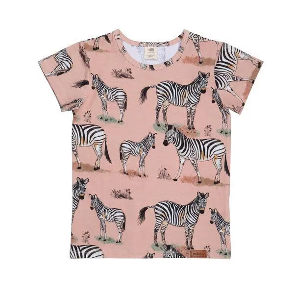 Walkiddy Baby T-Shirt GOTS zertifiziert, rosa, Zebra-Allover, 95% Bio-Baumwolle, elastisch – Walkiddy – Produktbild 1 von 2