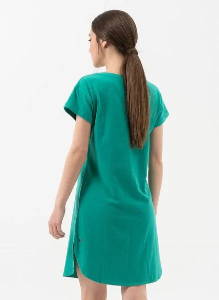 ORGANICATION ORGANICATION Jerseykleid aus Bio-Baumwolle mit Leinen, Emerald, – Produktbild 4 von 4