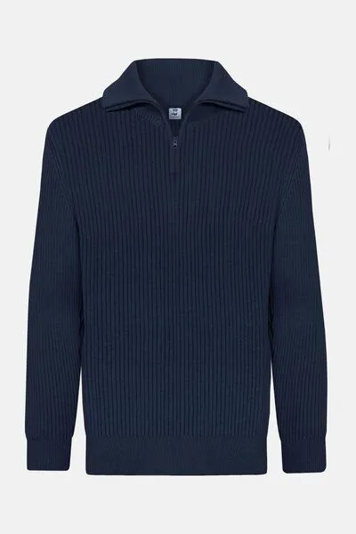 Hanseheld Hanseheld Troyer Baumwolle GOTS Herren Troyer-Pullover Bio, Blau, – Produktbild 1 von 4