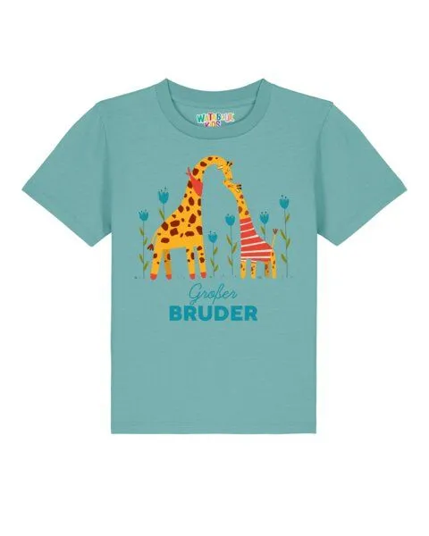 watabout.kids watabout.kids T-Shirt Kinder Giraffe Großer Bruder, Teal monstera, – Produktbild 1 von 2