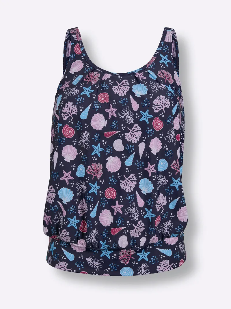 feel good Oversized-Tankini-Top marine-aqua-bedruckt, Marine-aqua-bedruckt, – Produktbild 1 von 2
