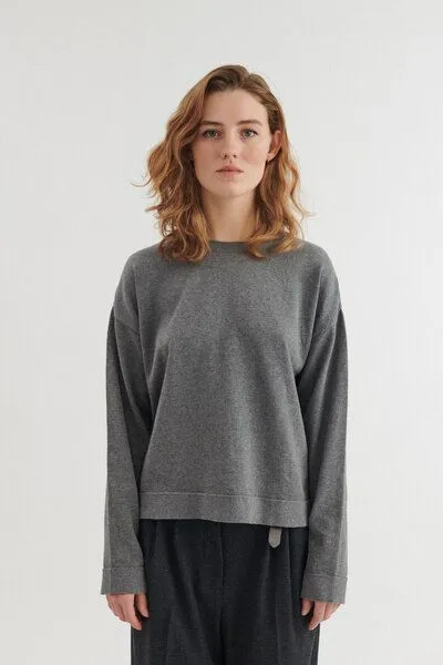 Basic Apparel Basic Apparel Rundhals-Pullover KARI aus Bio-Baumwolle, Grau-light-grey-melange, – Produktbild 1 von 4