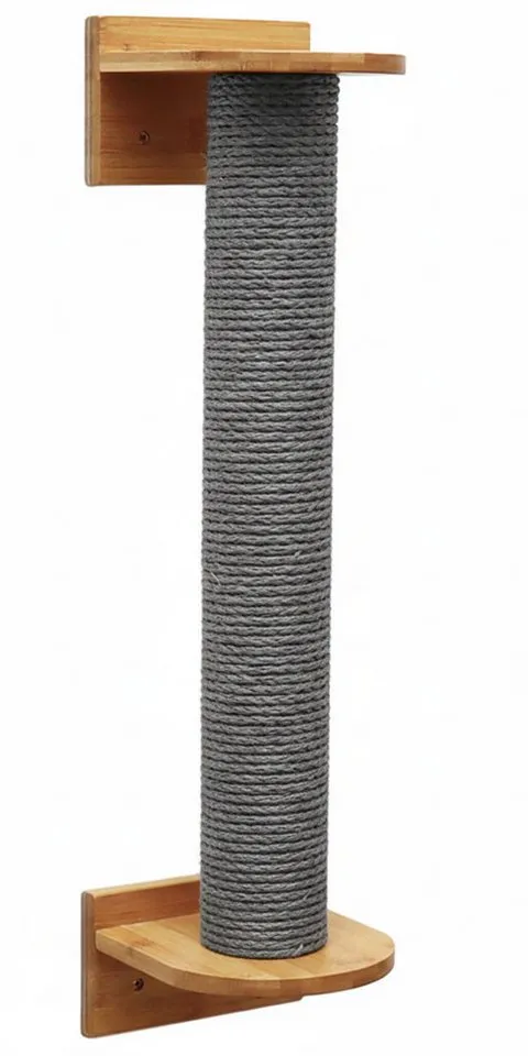 eyepower Kratzbaum zur Wandmontage - 66 cm Wandkratzbaum für Katzen - Sisal Kratzstamm, Sisalstamm Wand - Katzenkratzbaum platzsparend - Kletterwand Katze, Grau, – Produktbild 2 von 5