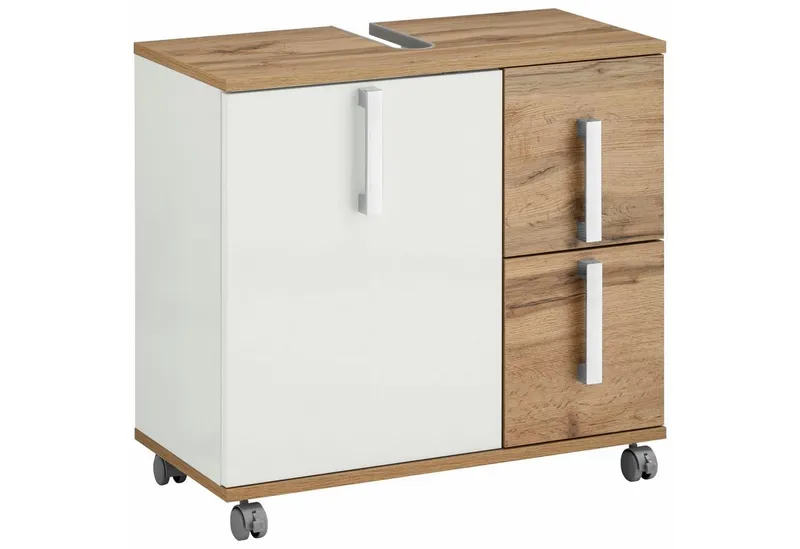 Schildmeyer Waschbeckenunterschrank Kampen, Waschbeckenunterschrank, Made in Germany, B: 65 cm Solide Verarbeitung - Dieses Produkt ist in Deutschland gefertigt, Beige, – Produktbild 2 von 5