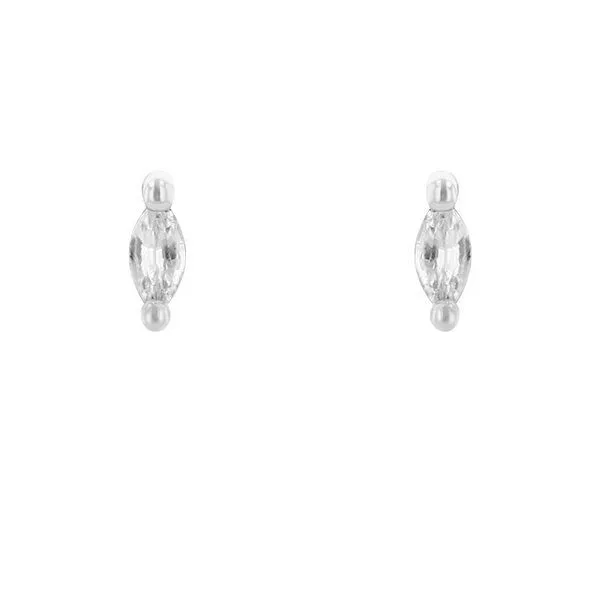 Eppi Eppi Minimalistische Ohrstecker mit weißen Saphiren Daina, Weiss, – Produktbild 1 von 4