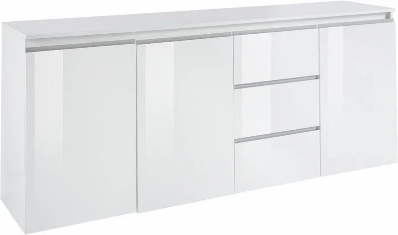 Home affaire Sideboard Magic, Kommode, Schrank, Stauraumschrank, mit 3 Türen und 3 Schubkästen Hochglanz lackiert (B/T/H) 200x40x81 cm, Weiß, – Produktbild 4 von 5