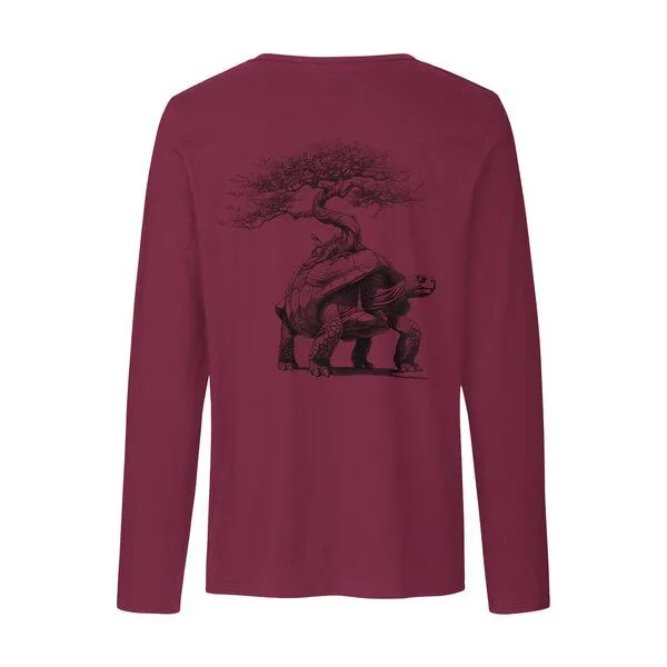 HANDGEDRUCKT HANDGEDRUCKT "Lange Reise" Männer Longsleeve, Bordeaux, – Produktbild 1 von 4