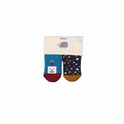 Walkiddy Baby Gripper-Socken GOTS zertifiziert Bio-Baumwolle „Space Trip“ Dunkelblau rutschhemmend weich – Walkiddy – Produktbild 1 von 1
