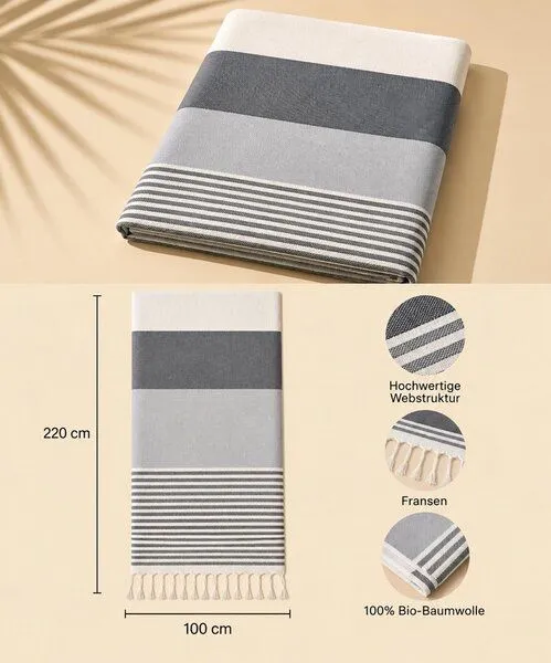 Sandiik Sandiik Strandtuch Multicolor aus Biobaumwolle in 2 Größen, Bunt, – Produktbild 4 von 8