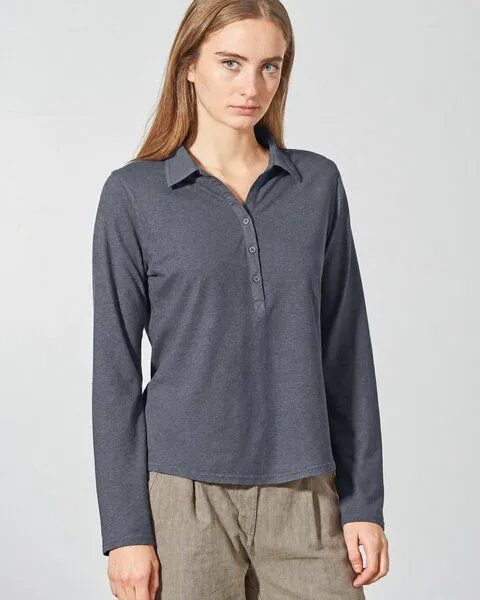HempAge HempAge Blusenshirt Hanf/Biobaumwolle, Dark(grau), – Produktbild 3 von 4