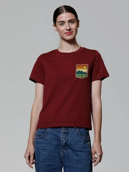 watapparel watapparel T-Shirt Frauen Good Vibe, Burgundy, – Produktbild 2 von 3