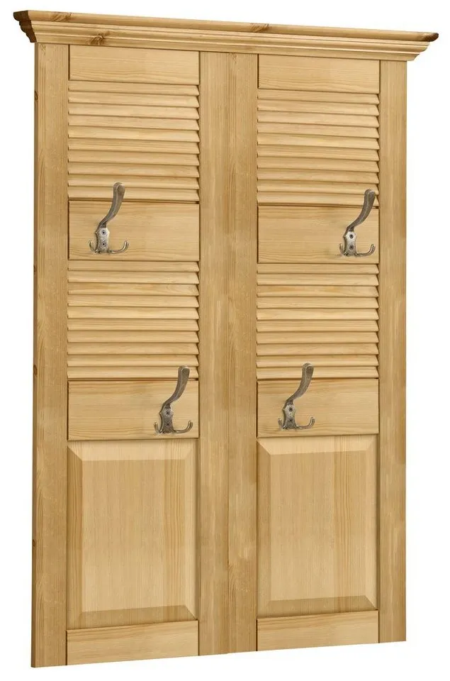 OTTO home Garderobenpaneel Ayanna, Paneel für Flur, im Landhausstil, FSC®, Breite 84 cm, mit 4 Doppelhaken, aus massiver Kiefer, FSC®, Beige, – Produktbild 2 von 4