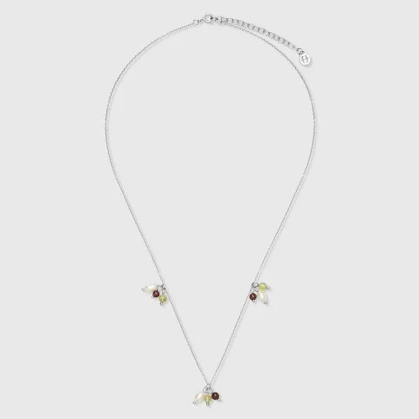 fejn jewelry fejn jewelry Kette 'triple gemstone' mit Halbedelsteinen & Süßwasserperle, Silber / granat - peridot, – Produktbild 1 von 3