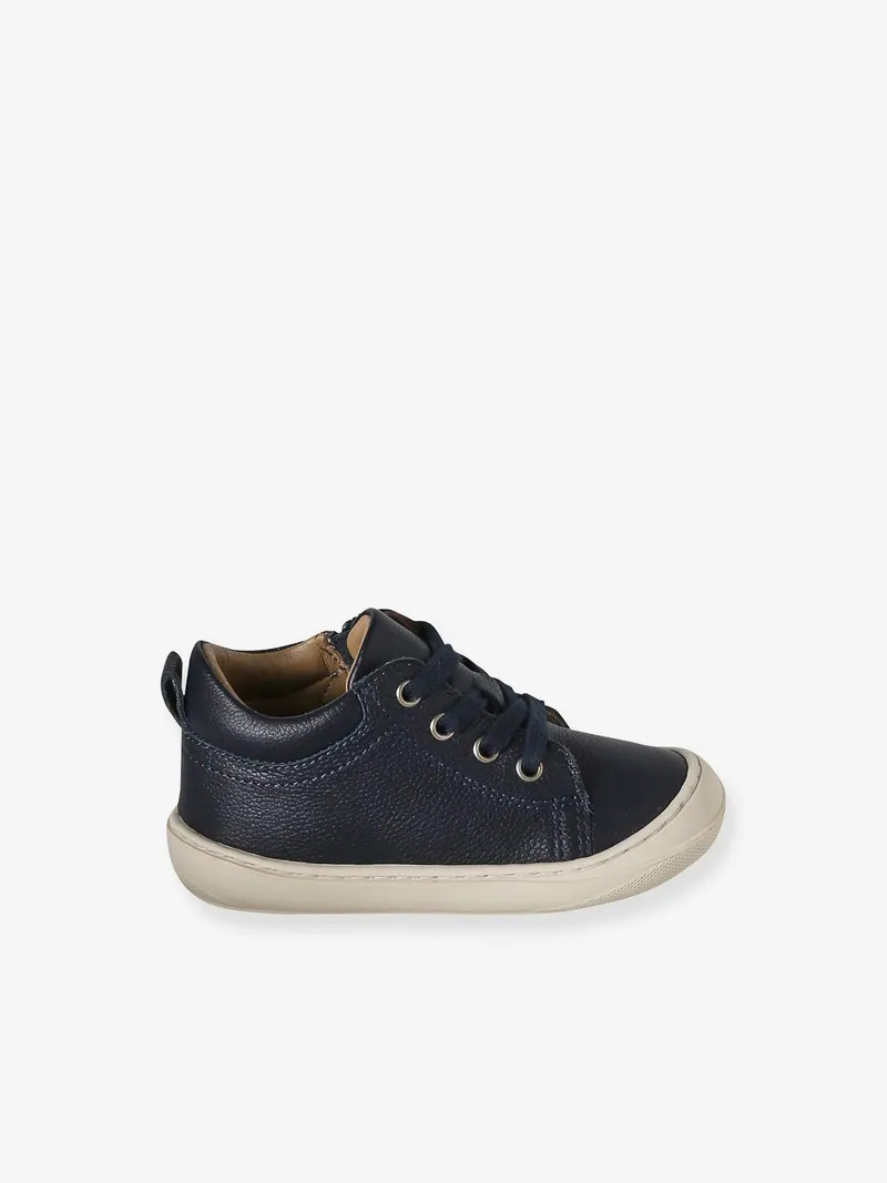 Vertbaudet Vertbaudet Baby Lauflernschuhe mit Schnürung aus weichem Leder, Marine, – Produktbild 2 von 4