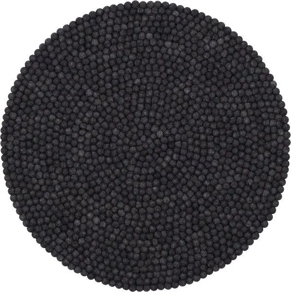 myfelt myfelt Filzkugelteppich rund, 100% Schurwolle, Anthrazit meliert (hugo), – Produktbild 1 von 4