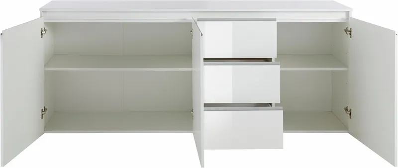 Home affaire Sideboard Magic, Kommode, Schrank, Stauraumschrank, mit 3 Türen und 3 Schubkästen Hochglanz lackiert (B/T/H) 200x40x81 cm, Weiß, – Produktbild 5 von 5