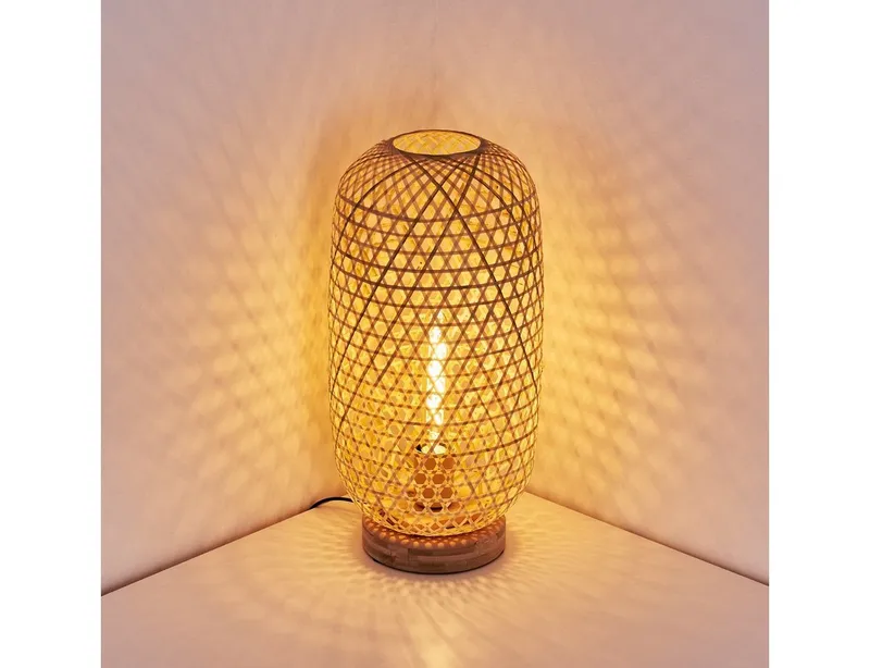 hofstein Tischleuchte »Bergeggi« 1-flammige Tischlampe aus Bambus in Natur, ohne Leuchtmittel, Lichteffekt u. An-/Ausschalter, E27, Beige|braun, – Produktbild 3 von 4