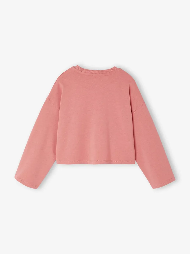 Vertbaudet Mädchen Cropped-Shirt mit Pailletten-Schriftzug, Rosa, – Produktbild 3 von 4