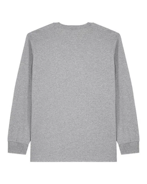 YTWOO YTWOO Schweres Unisex Basic Langarmshirt aus 100% Biobaumwolle, Hellgrau meliert, – Produktbild 3 von 4