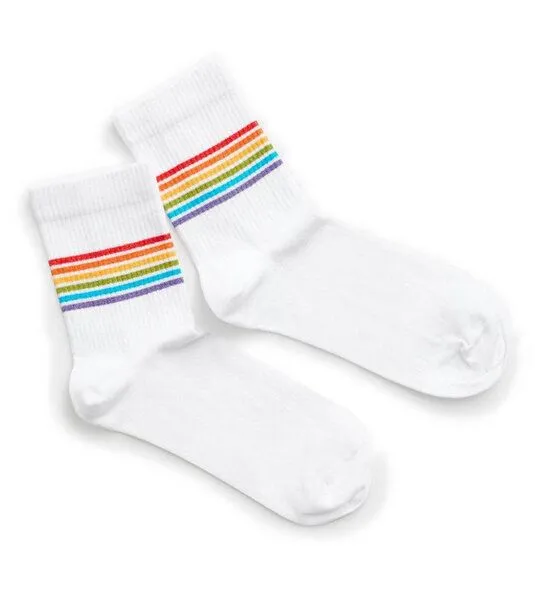Natural Vibes Natural Vibes Rainbow Quarter Socken Bio GOTS-zertifiziert Sneaker Herren Damen, Weiss, – Produktbild 1 von 3