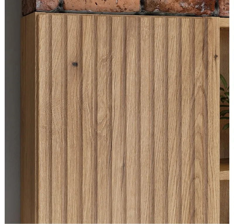Lomadox Hängeschrank NEWPORT-56-EVOKE 30 cm breit mit 1 Tür, Eiche mit gerillter Front, Braun, – Produktbild 2 von 5