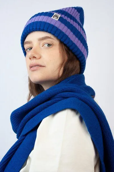 Strickmütze aus Merinowolle, abstehend Unisex Kiwistories, Lila, – Produktbild 3 von 3