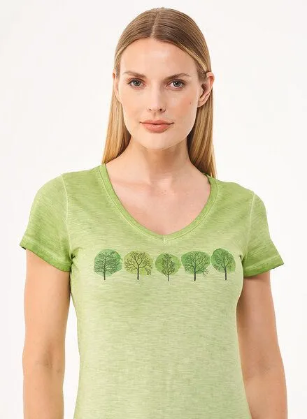 ORGANICATION ORGANICATION Cold Pigment Dyed T-Shirt aus Bio-Baumwolle mit Baum-Print, Grün(grass green), – Produktbild 4 von 4