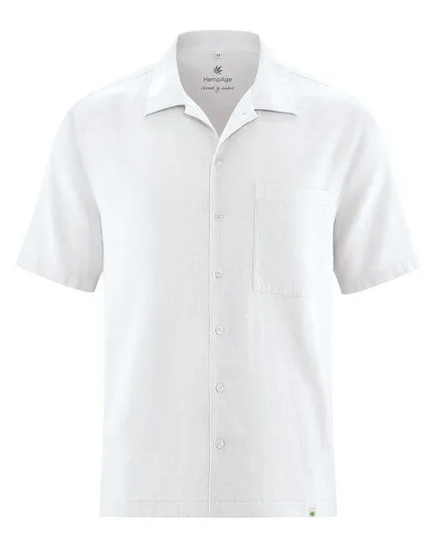 HempAge HempAge Kurzarmhemd Hanf/Biobaumwolle, White (weiss), – Produktbild 1 von 4