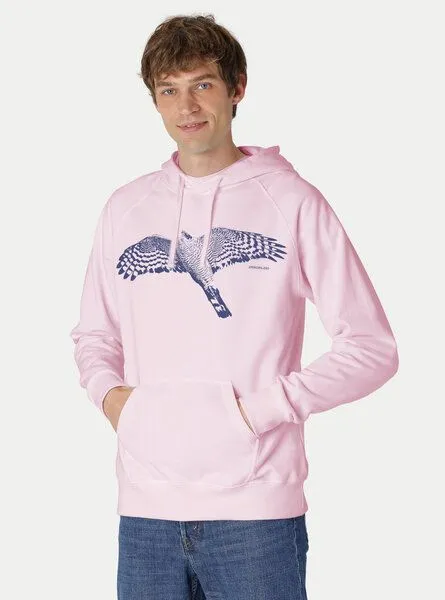 Peaces.bio - handbedruckte Biomode Peaces.bio - handbedruckte Biomode Bio-Herren-Kapuzensweater Sperber, Rosa, – Produktbild 2 von 2