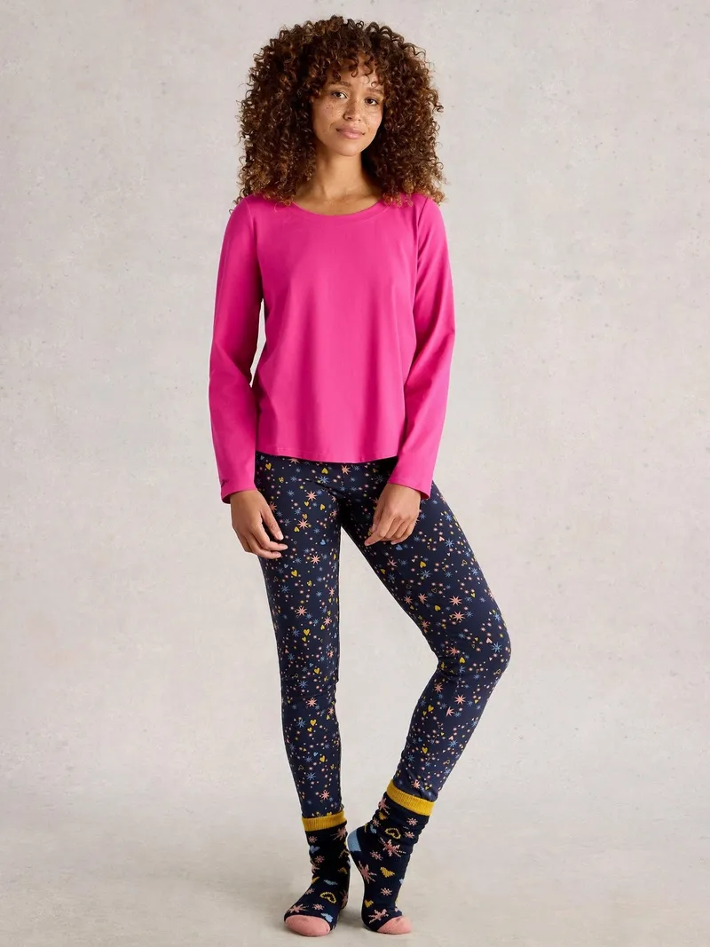 White Stuff Pyjamatop Eva aus Jersey - L, Leuchtend rosa, – Produktbild 2 von 4