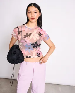 JAN N JUNE JAN 'N JUNE Damen vegan T-Shirt Mesh Evie Wild Bloom – Produktbild 1 von 1
