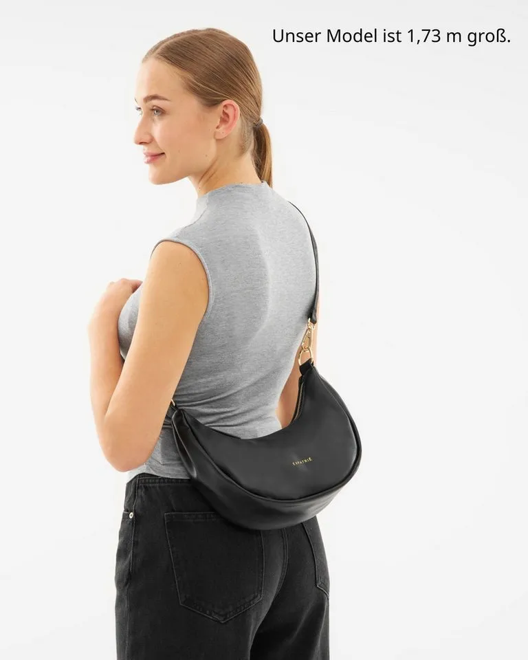 Expatrié Umhängetasche Lea Small Half Moon Bag Schultertasche, Elegante Crossbody Bag in Halbmond Form, Wasserabweisend, Schwarz, – Produktbild 2 von 5