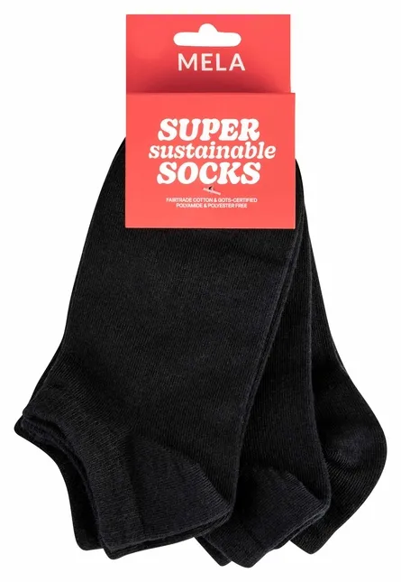 MELA Sneakersocken GOTS, 3er Pack, Black, – Produktbild 2 von 2