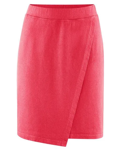 HempAge HempAge Asymmetrischer Rock in Wickel Optik Hanf/Biobaumwolle, Magnolia (rot), – Produktbild 3 von 4