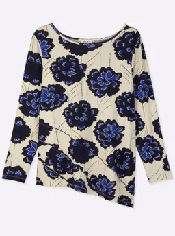 sheego Longshirt champagner-tiefblau-bedruckt – Produktbild 1 von 1