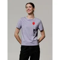 watapparel watapparel T-Shirt Frauen Mädchen mit Luftballon (print), Lavender, – Produktbild 1 von 1