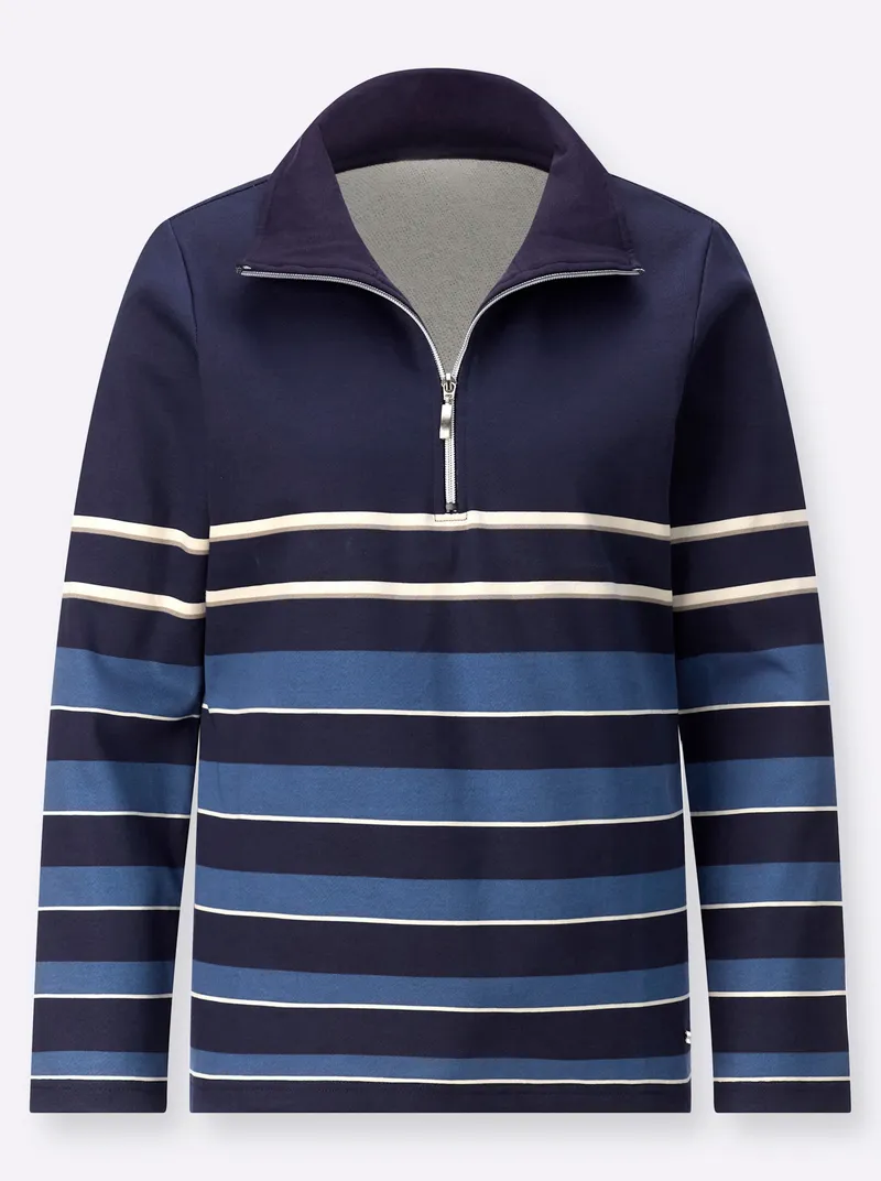 Witt Sweatshirt marine-jeansblau-geringelt, Marine-jeansblau-geringelt, – Produktbild 1 von 2