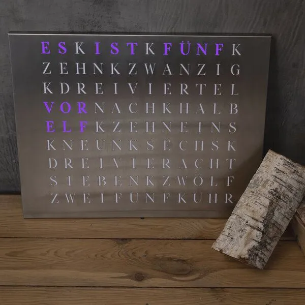 build-yours build-yours Bausatz WordClock Jupiter Edelstahl gelasert - Bau dir deine Wortuhr – Produktbild 2 von 7