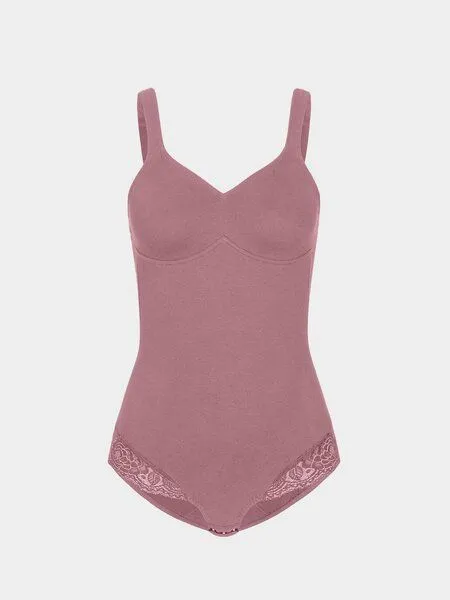 erlich textil erlich textil Magdalena Body mit Spitze aus Bio-Baumwolle, made in Europe, Mauve, – Produktbild 5 von 6