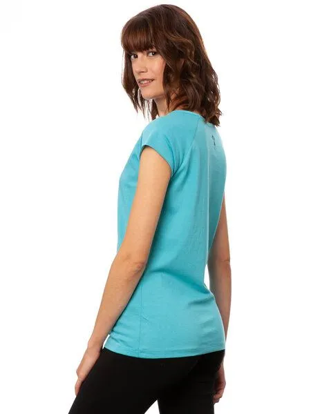FellHerz FellHerz Damen T-Shirt Yogamädchen, Neptune (blau), – Produktbild 3 von 4