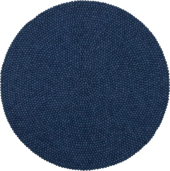 myfelt myfelt Filzkugelteppich rund, 100% Schurwolle, Dunkelblau (alva), – Produktbild 1 von 4