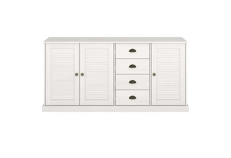 OTTO home Sideboard Turia, mit Lamellentüren, Kommode aus massivem Kiefernholz, FSC®, 4 Schubkasten, Breite 166 cm, Weiß, – Produktbild 4 von 5