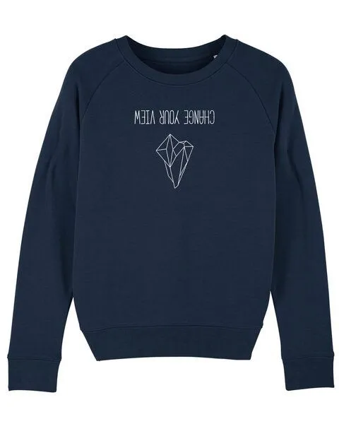 Human Family Human Family Bio Damen Rundhals Sweatshirt "Feel - Change your view" - in 7 Farben, Navy, – Produktbild 3 von 3