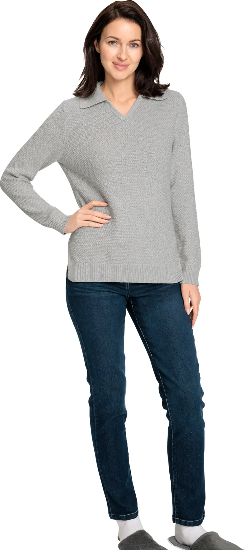 Witt Polopullover steingrau-meliert, Steingrau-meliert, – Produktbild 2 von 2