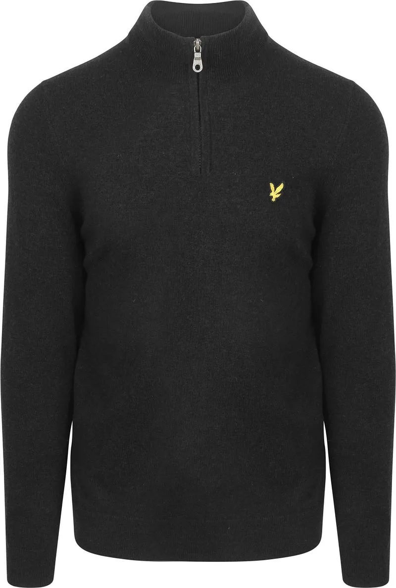 Lyle and Scott Lyle & Scott Half Zip Pull Merino Lammwolle Schwarz - Größe M, Schwarz, – Produktbild 2 von 3