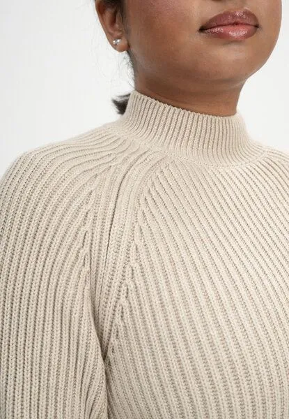 MELA Rippstrick Stehkragenpullover ANALAH | von MELA | Fairtrade & GOTS zertifiziert, Kiesel melange, – Produktbild 4 von 4
