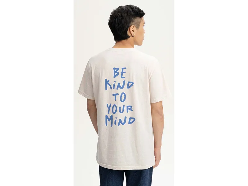 MELA T-Shirt Style SADHIL Print | von MELA | Fairtrade & GOTS zertifiziert, Cream melange / be kind, – Produktbild 1 von 2