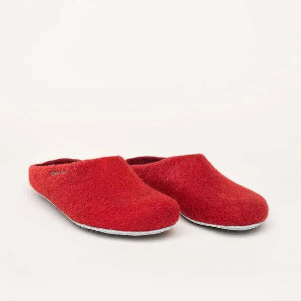Magicfelt Magicfelt Filz-Hausschuh AP 701 aus 100% Merino-Wolle Pantoffeln für Damen & Herren mit Ledersohle, Mittel-rot, – Produktbild 1 von 4